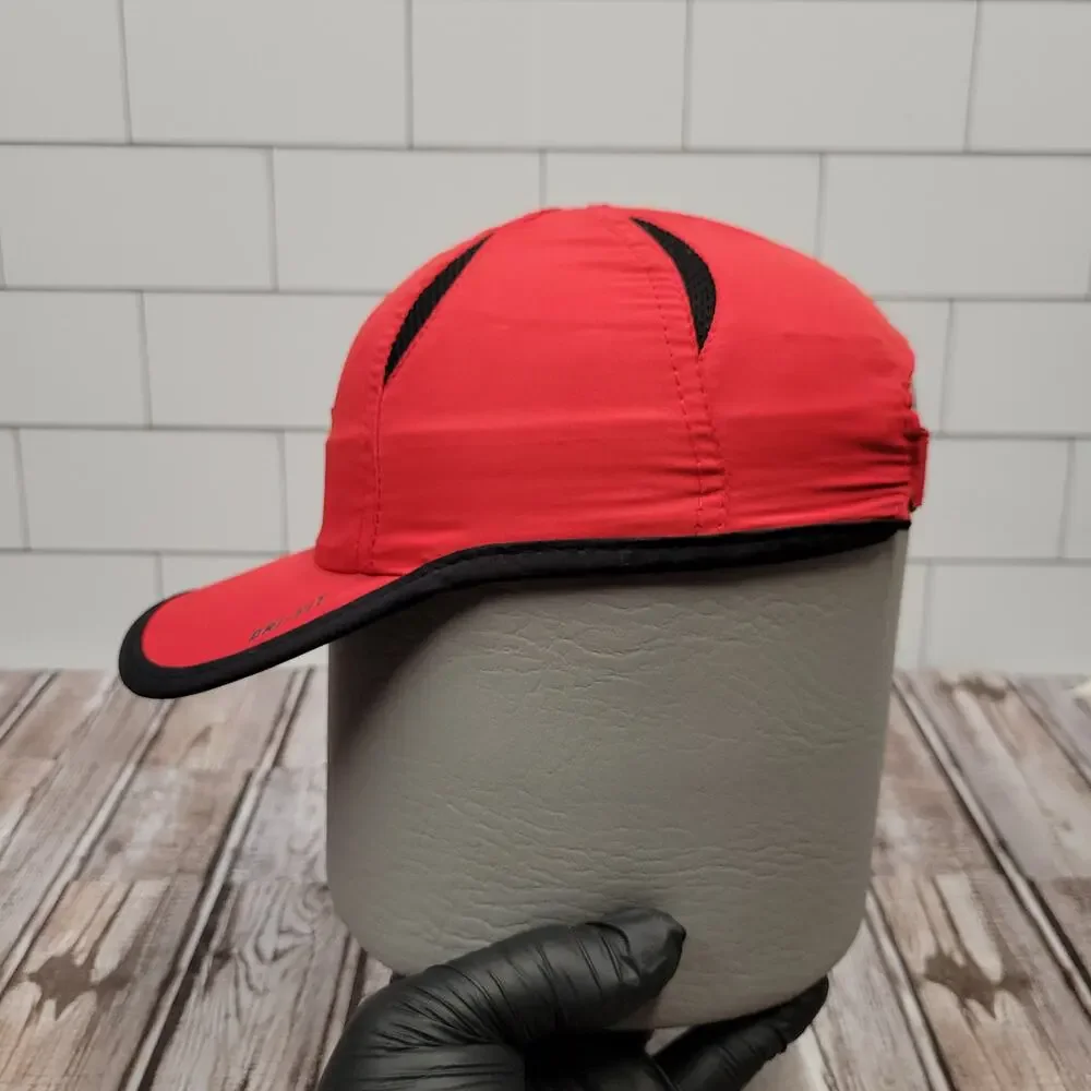 Nike Dri-FIT Running Hat Red Black Adjustable Lightweight Athletic Cap
